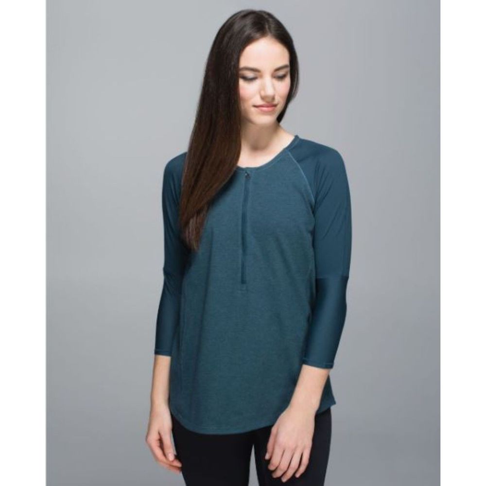 Lululemon Clip-In Long Sleeve Top Heathered Alberta Lake Size 10
